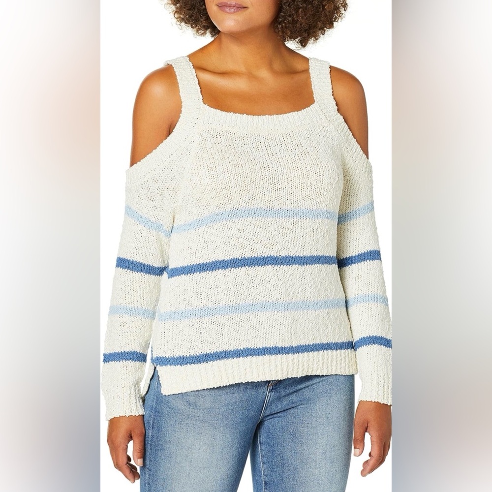 NWT Cupcakes and Cashmere Cerice cold-shoulder striped sweater - size small